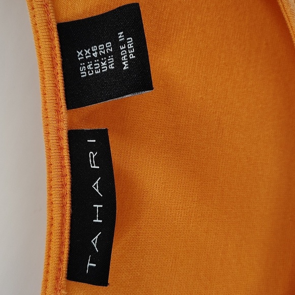 Tahari Orange Pullover Top Size 1X Stretch Basic Tee Shirt Sleeve - Picture 4 of 5